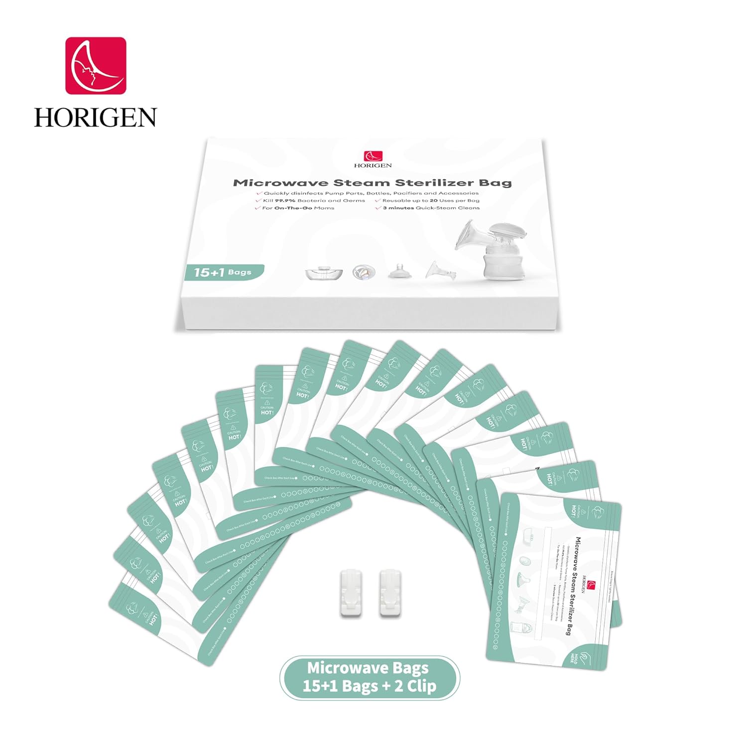 Larger Microwave Sterilizer Bags, Reusable Baby Bottle Sterilizer Bags(20 Uses Per Bag), Microwave Steam Sterilizer Bags Great Cleaner for Baby Bottle and Pump Parts When Travel and Work(16 Packs)